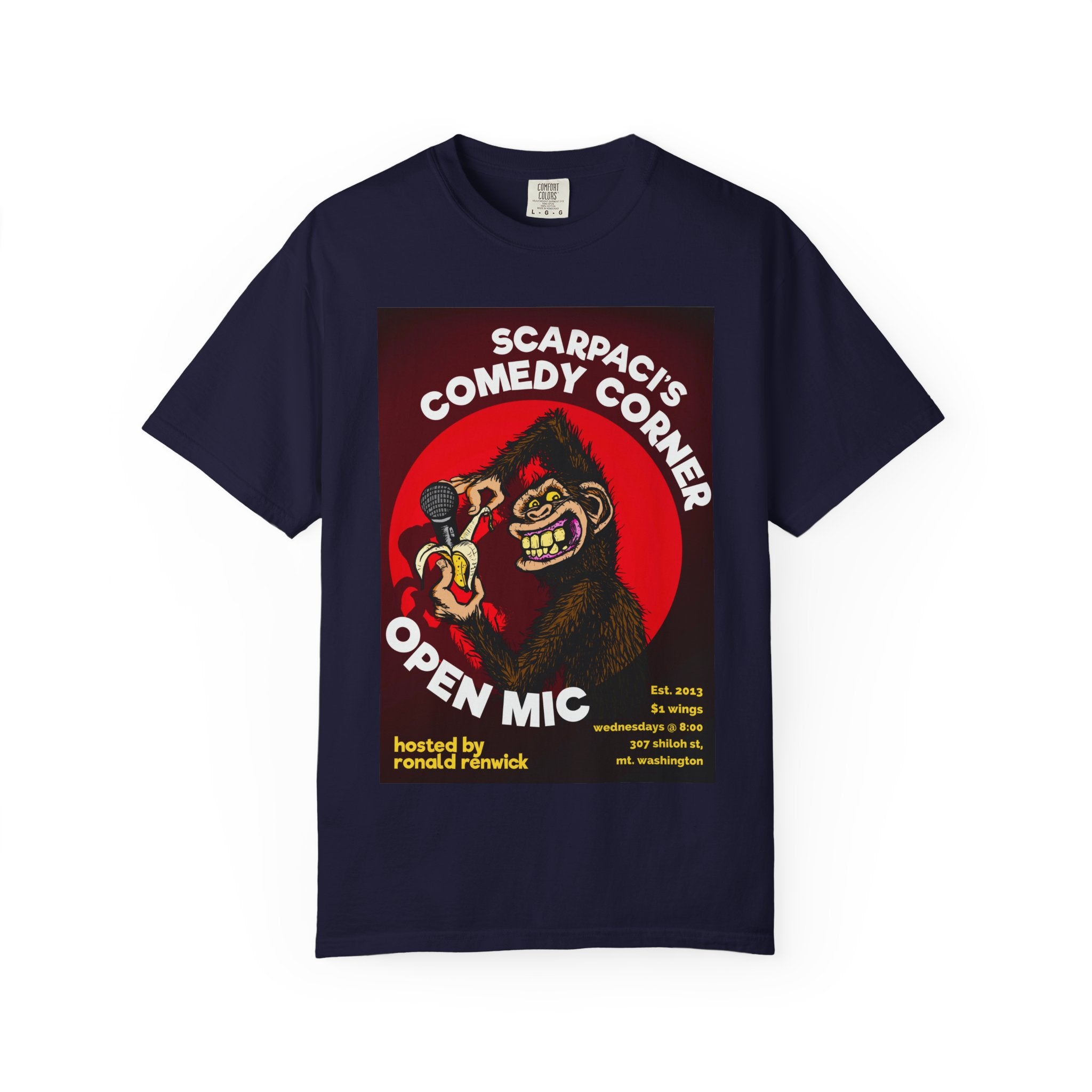 goat-grinder-scarpaci-s-comedy-corner-t-shirt-gorille-noir-l image 2