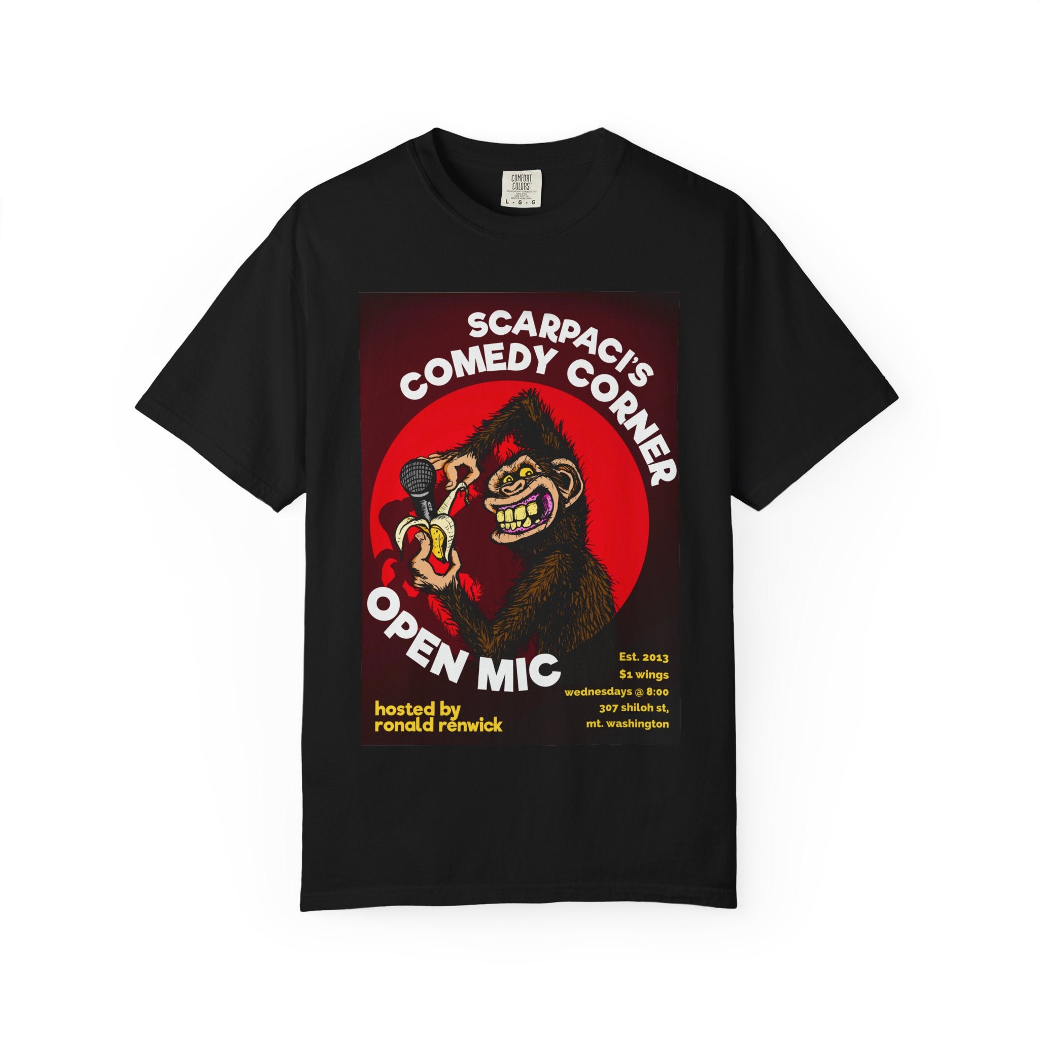 goat-grinder-scarpaci-s-comedy-corner-t-shirt-gorille-noir-l image 3