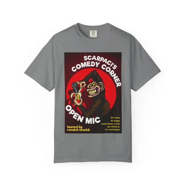 goat-grinder-scarpaci-s-comedy-corner-t-shirt-gorille-noir-l image 1